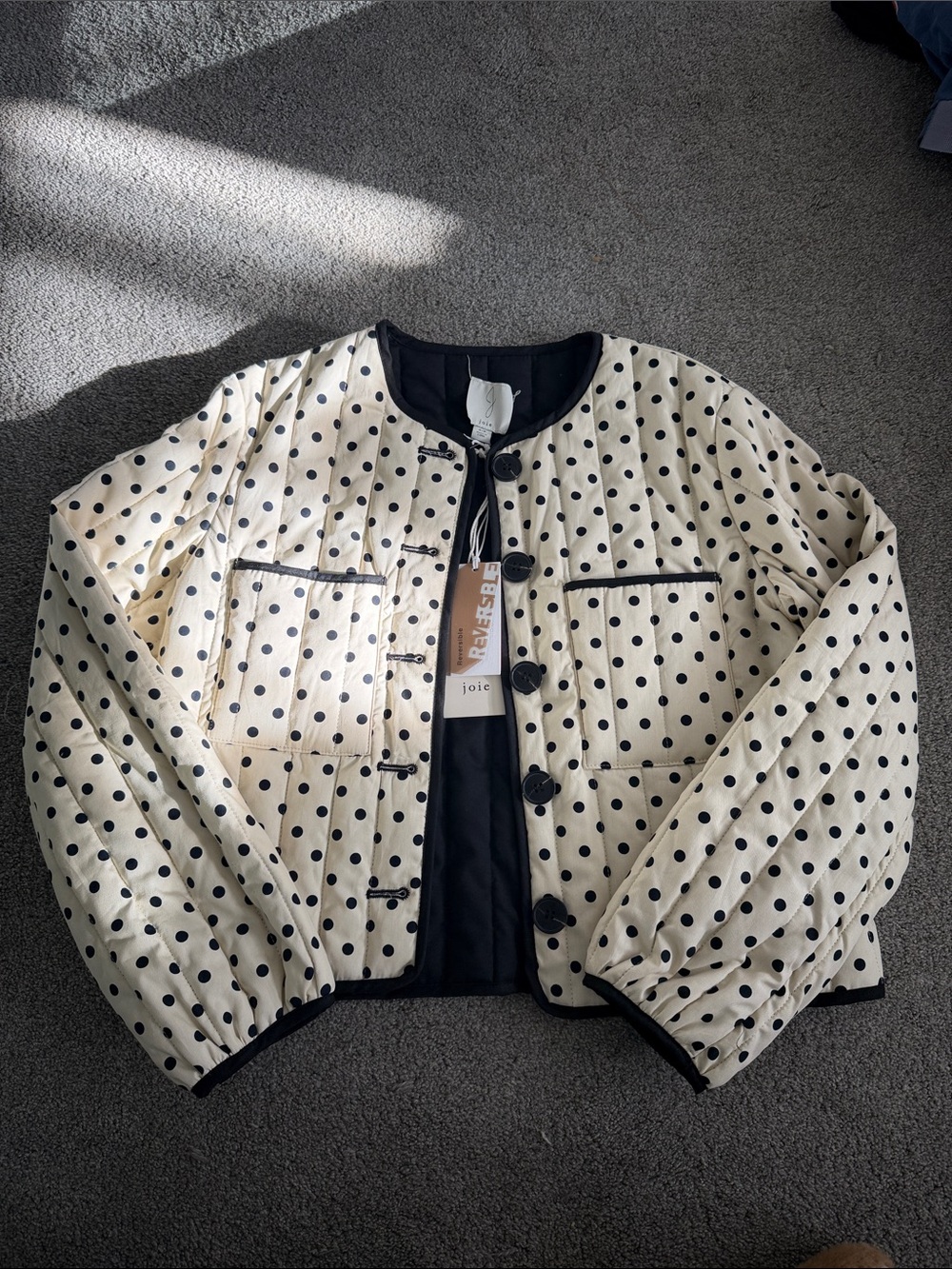 Reversible Joie Cream Jacket with Black Polka Dots